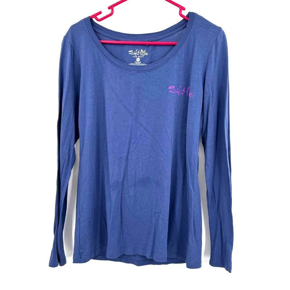 Salt Life Size Large Shirt Blue Graphic Tee Long Sleeve Lightweight Beach Turtle